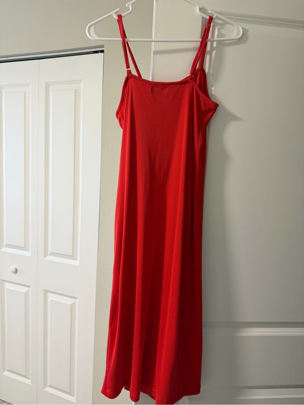 Women’s Poof Apparel red ribbed sleeveless midi dress - Picture 6 of 6